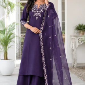 Regal Purple Embroidered Ethnic Suit Set