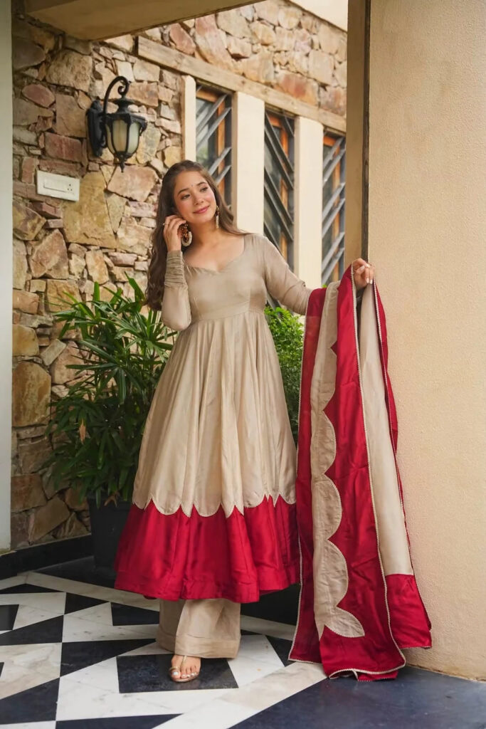 Evara Bloom Russian Silk Anarkali Suit Set