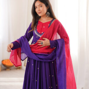 Elegant Purple Embroidered Anarkali Suit Set