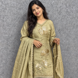 Olive Green Beads & Sequin Designer Suit Set