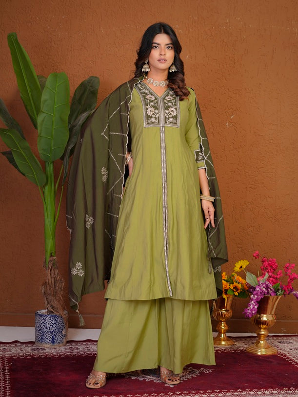 Pista Roman Silk Anarkali Kurti Ensemble
