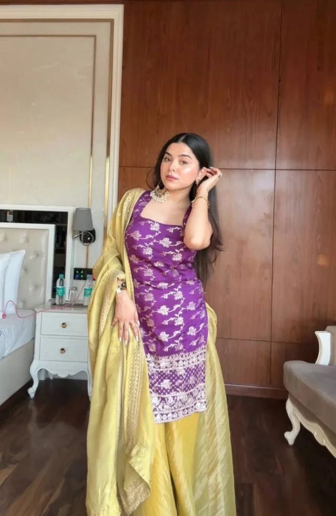Royal Purple Jacquard Embellished Palazzo Suit Ensemble