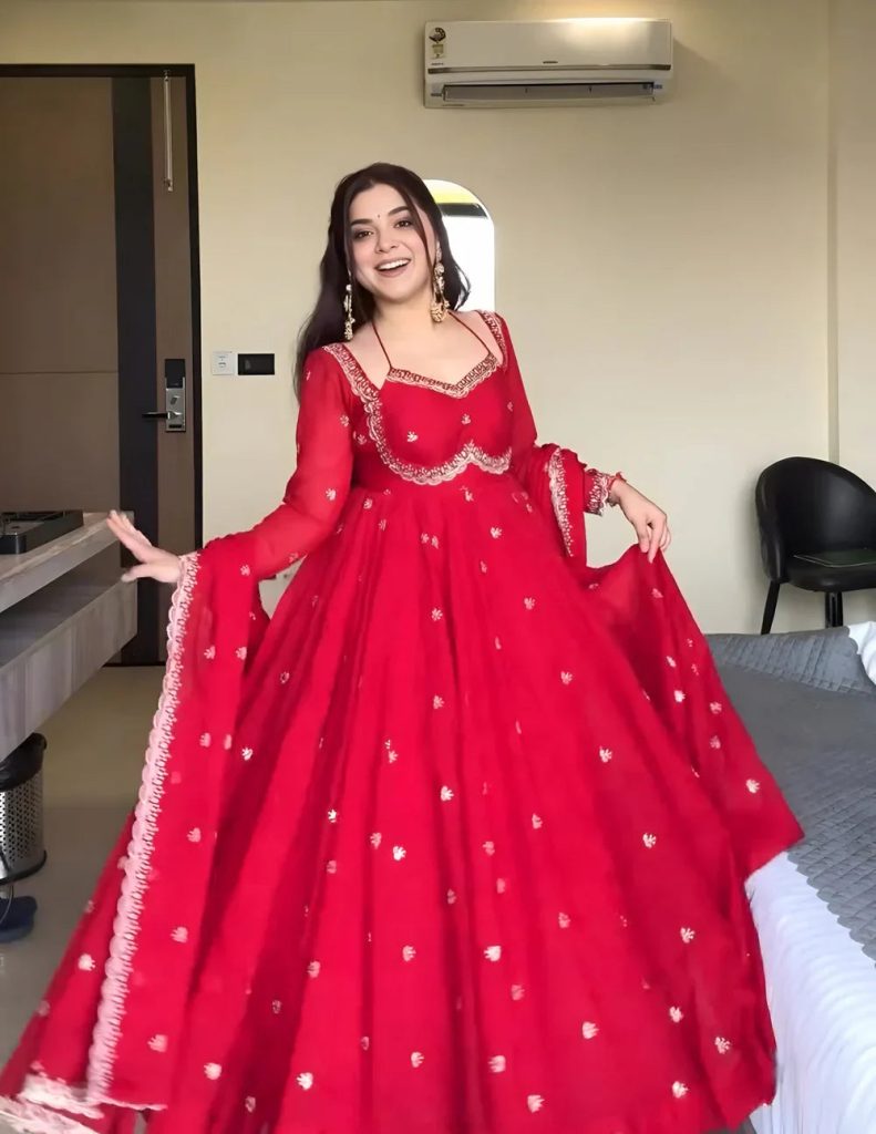 Neha Graceful Red Festival Anarkali Suit Ensemble