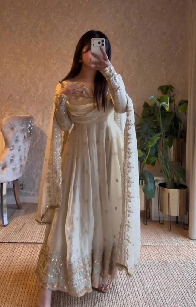 Ivory Fandy Silk Embellished Anarkali Suit Ensemble