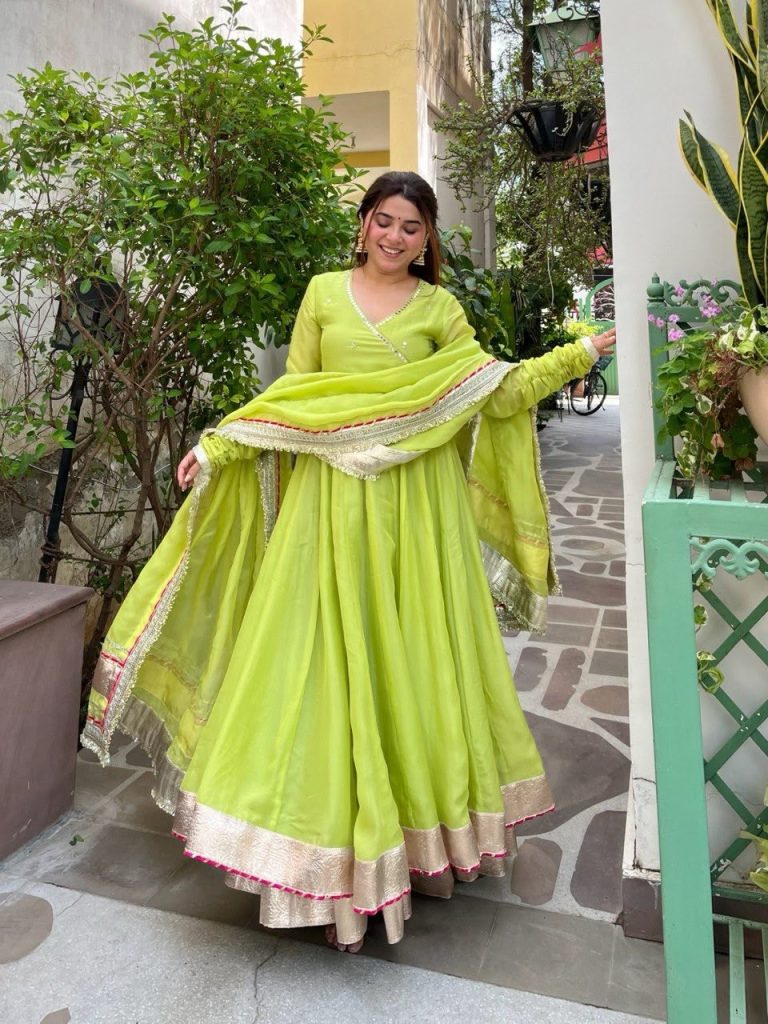 Lime Luxe Anarkali Suit Ensemble