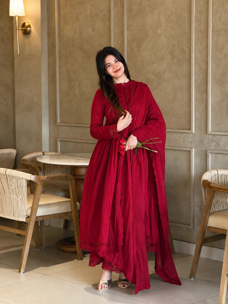 Wine Berry Anarkali Suit Ensemble with Matching Dupatta
