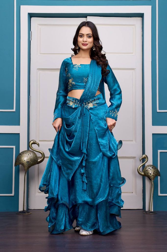 Rama Heavy Fandy Satin Lehenga Ensemble