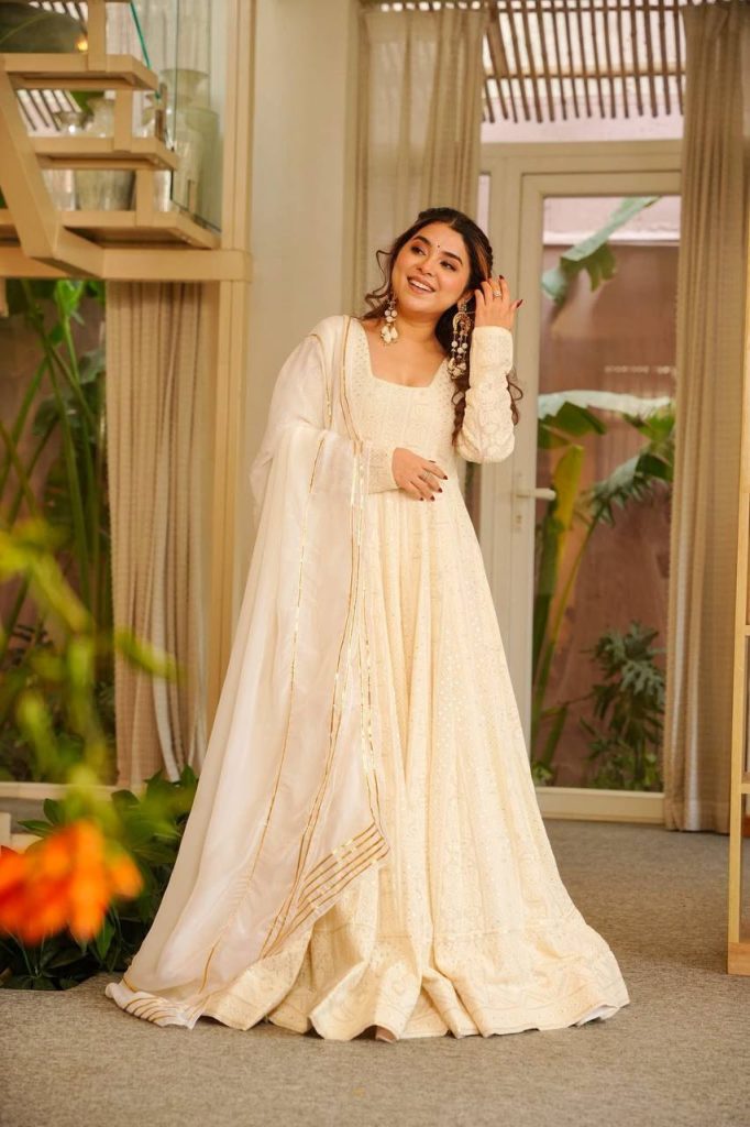 Off-White Eid Special Georgette Anarkali Suit Ensemble